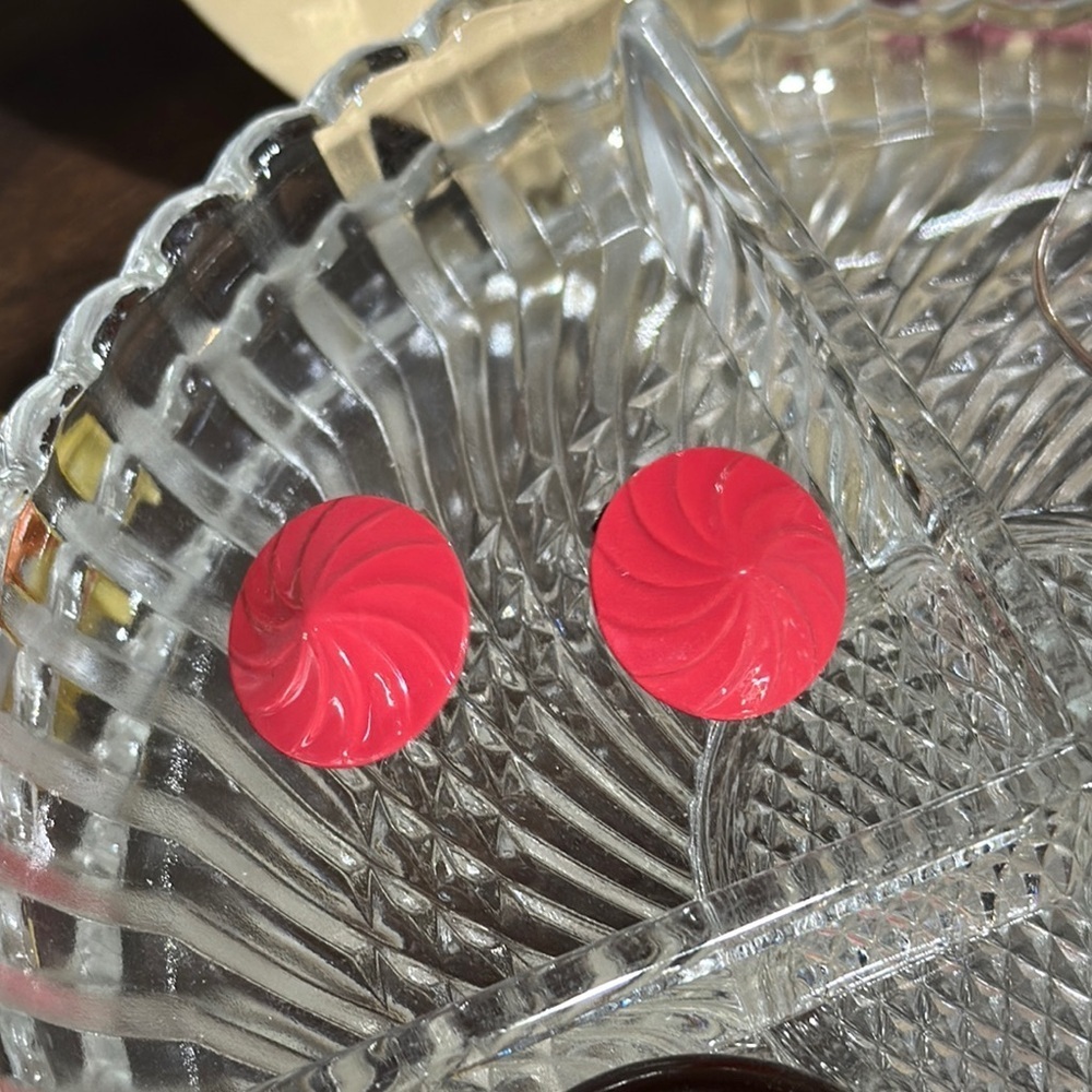Bright Pink Coral Swirl Earrings